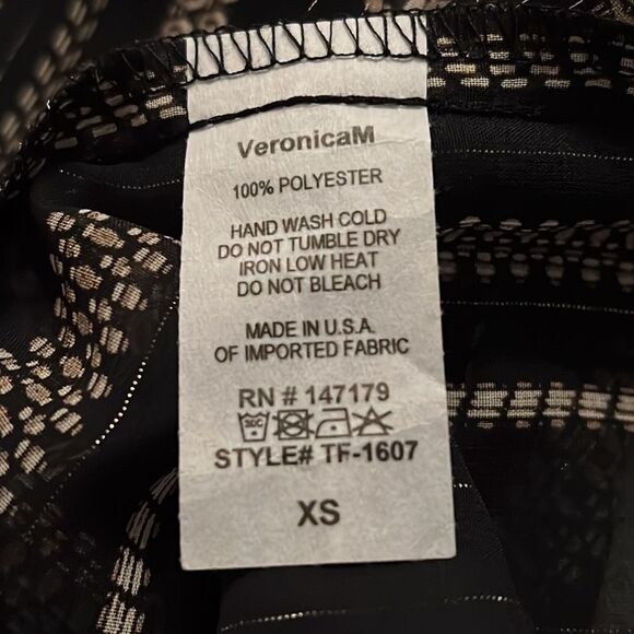 Veronica m. Draped Hem Surplice Wrap Sheer Metallic Striped Pullover Blouse - Picture 8 of 8